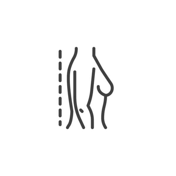 Frau korrekte Haltung Position Linie Symbol — Stockvektor
