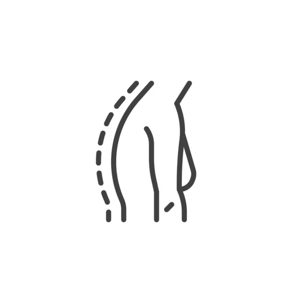 Woman bad posture line icon — Stock Vector
