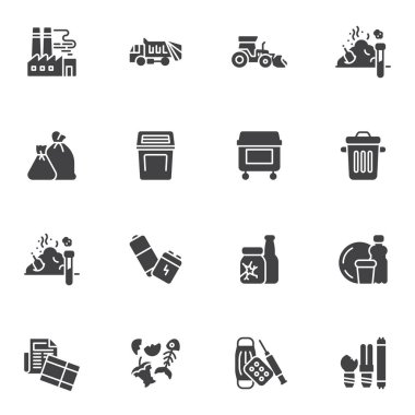 Garbage, waste vector icons set clipart