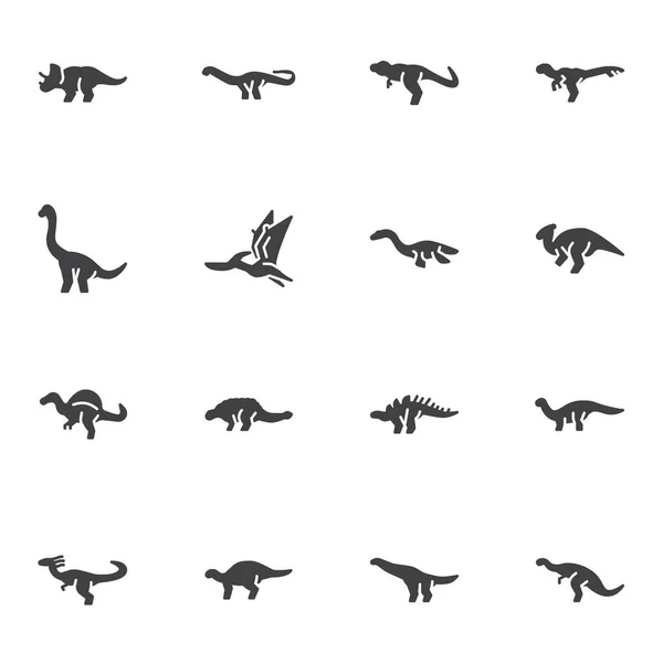 Dinos, set di icone vettoriali dinosauri — Vettoriale Stock