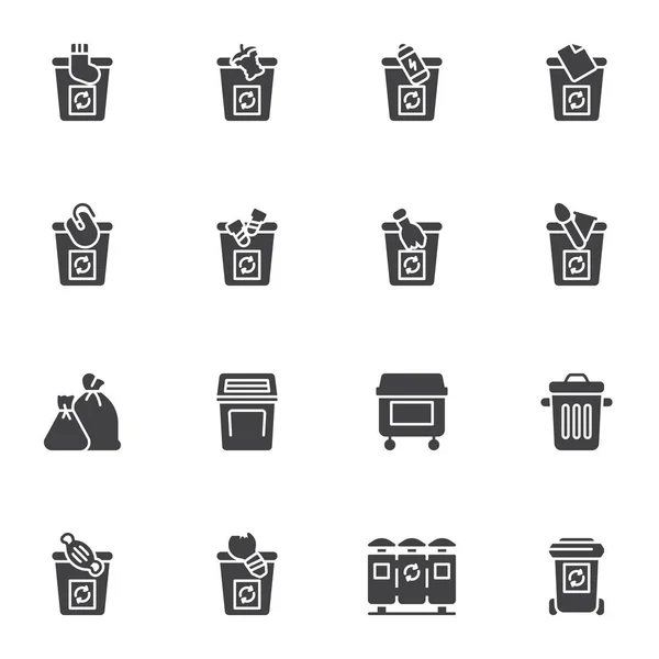 Set di icone vettoriali di selezione dei rifiuti — Vettoriale Stock
