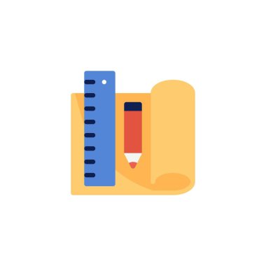 Okul malzemeleri düz simge