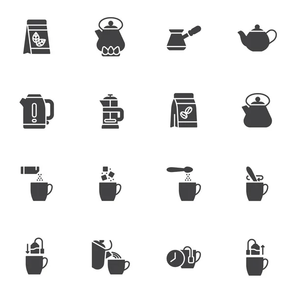 Thee en koffie maken vector pictogrammen ingesteld — Stockvector