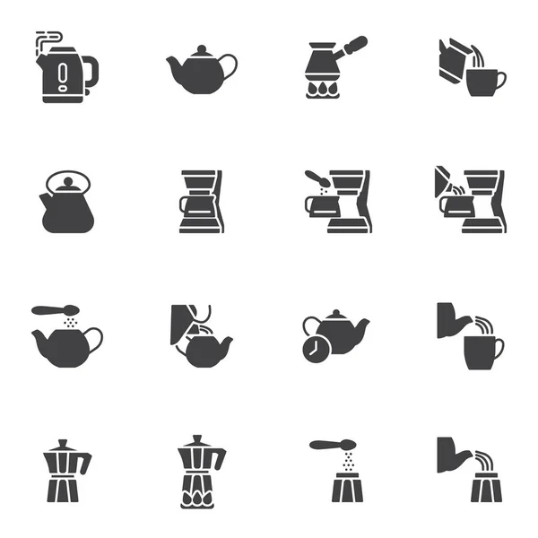 Zestaw ikon wektorowych związanych z zaparzaniem kawy — Wektor stockowy