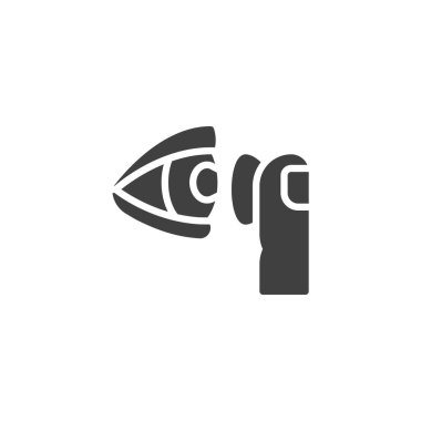 Putting contact lens into eye vector icon