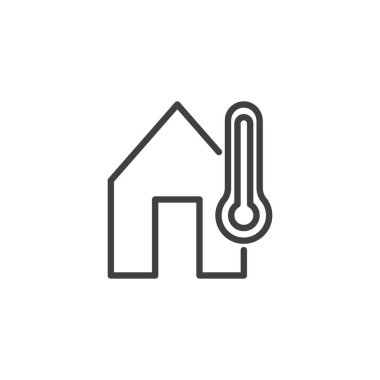 Ev sıcaklığı çizgi simgesi