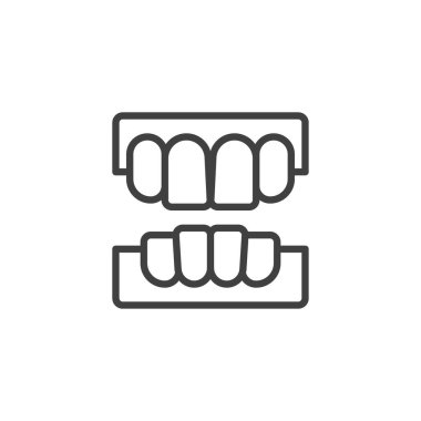 Dentures teeth line icon