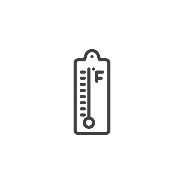 Icona della linea di temperatura del termometro fahrenheit — Vettoriale Stock