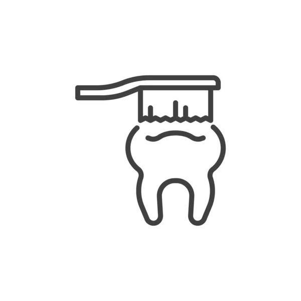 Tooth brushing line icon — Vector de stock