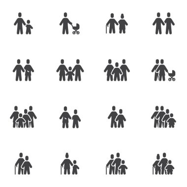 Family people vector icons set
