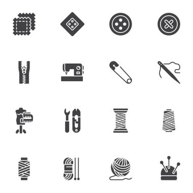 Sewing supplies vector icons set