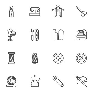 Sewing atelier line icons set