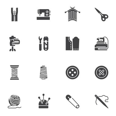 Sewing atelier vector icons set