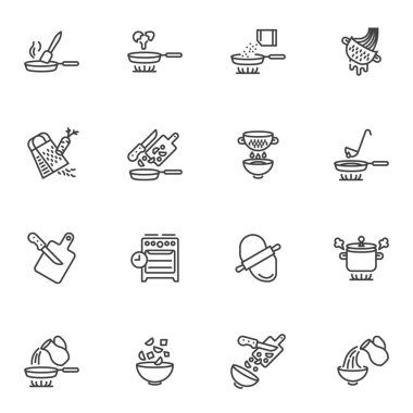 Yemek tarifleri vektör simgeleri ayarlanıyor