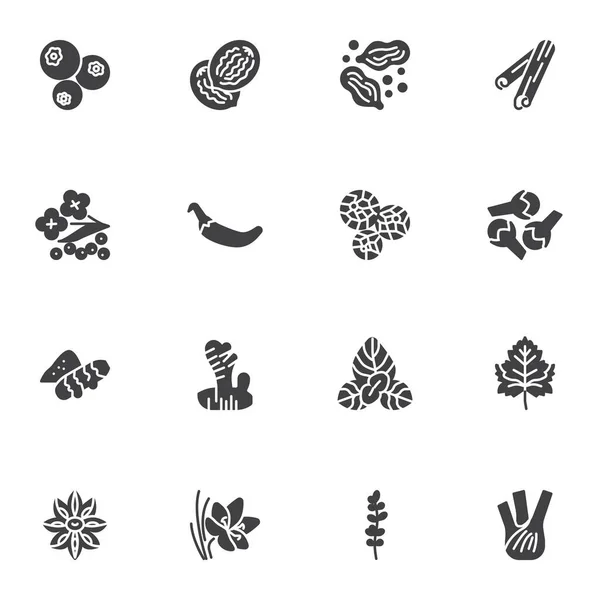 Especias y hierbas vector iconos conjunto — Archivo Imágenes Vectoriales