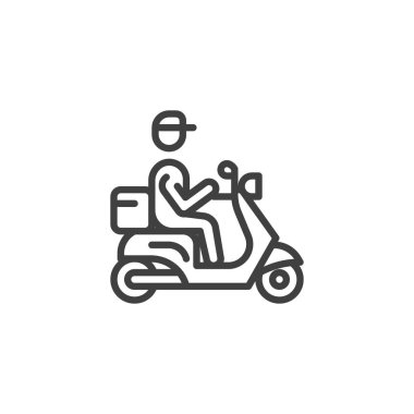 Motosiklet çizgisi simgesine binen teslimatçı