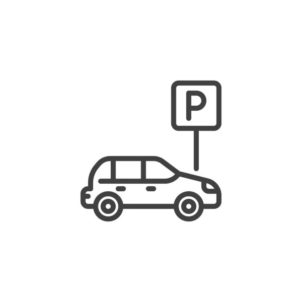 Bilparkering Skylt Linje Ikon Linjär Stil Tecken För Mobila Koncept — Stock vektor