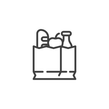 Gıda çizgisi simgesi olan kağıt torba