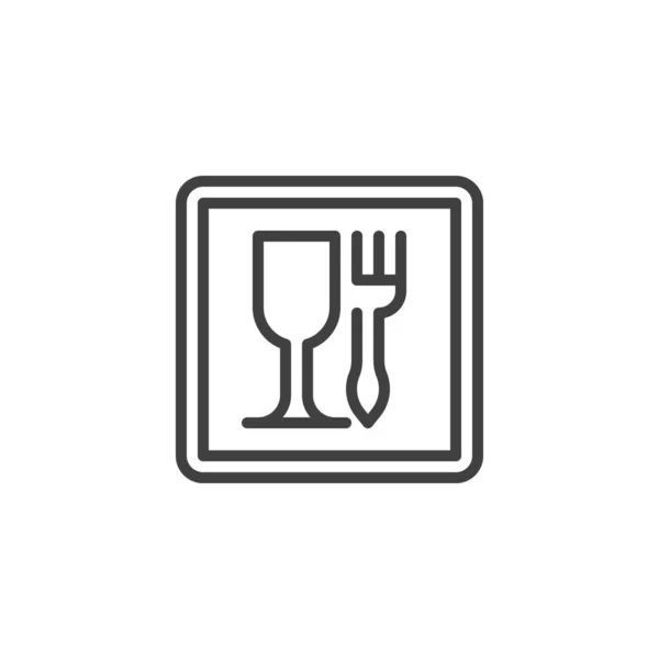Yemek, şarap kadehi ve çatal çizgisi simgesi — Stok Vektör