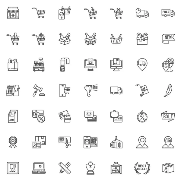 Ecommerce, commerce line icons set — Stockový vektor