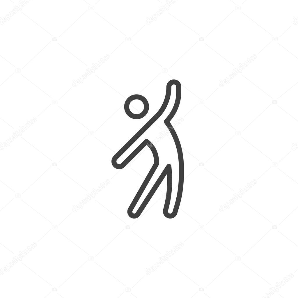 Dancing man line icon. linear style sign for mobile concept and web design. Solo dancer outline vector icon. Symbol, logo illustration. Vector graphics