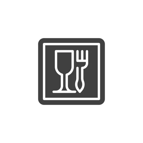 食品、酒杯和叉叉病媒图标 — 图库矢量图片