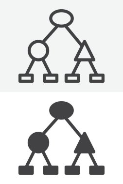 Takım hiyerarşisi, liderleri ve farklı stil ikonu seti. Vektör, düzenlenebilir felç. Özet ve sağlam simge çifti, gruplar için organizasyon sembolü işareti.