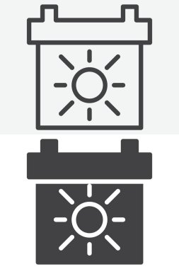 Güneşli takvim sayfası farklı bir biçim simgesi paketi. Çizgi ve kabartma versiyonu, dış hat ve katı vektör işareti. Düzenlenebilir felç yaz tarihi simgesi.