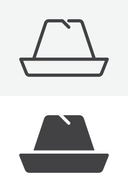 Klasik şapka, taslak ve farklı tarz simgesi seti. Düzenlenebilir felç işareti ve piknik kıyafeti sembolü, barbekü partisi veya festival markası. Kenarları temiz. Simge.