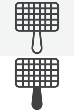 Izgara ızgarası hizada, ana hatlarda ve farklı stil ikonu setinde. Düzenlenebilir vuruş vektör işareti ve barbekü, piknik ve arka bahçe parti düzeni sembolü. Basit çubuklar. Simge.