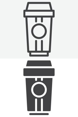 Paket kahve fincanı hattı, taslak ve sağlam ikon çifti. Bu paket servis kahve fincanı farklı stil simgesi satırda ve katı versiyon düzenlenebilir vuruş simgesi ile vektör işareti simgesi sunar.