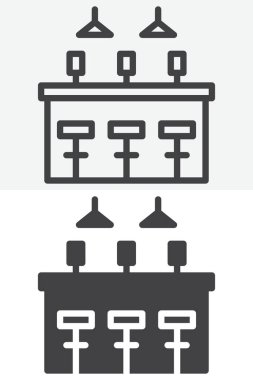 Bar iç çizgisi, taslak ve sağlam bir ikon çifti. Bu çubuk içerisindeki farklı biçim simgesi satır ve katı sürüm vektör işareti simgesini düzenlenebilir vuruş simgesi ile sunar.