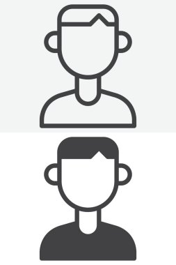 Kullanıcı avatar profil simgesi farklı şekilde ayarlandı. Çizgi hatları ve katı ikon şekilleri. Düzenlenebilir vuruş vektör işareti ve sembol. UI hesabı ve profili için kullanıcı simgesi.