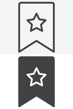 Yer imi yıldız simgesi farklı bir şekilde ayarlandı. Çizgi hatları ve katı ikon şekilleri. Düzenlenebilir vuruş vektör işareti ve sembol. Kaydetme ve favori UI için yer imi simgesi.