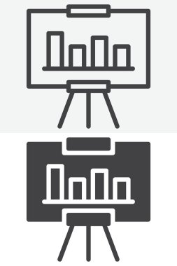 Analitik pano çizelgesi simgesi farklı şekilde ayarlandı. Satır ana hatları simgesi ve somut sürüm, düzenlenebilir vuruş vektör işareti ve rapor, istatistik, sunum ve SEO sembolü.