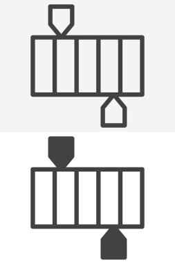 Renk gradyanı çubuğu simgesi farklı şekilde ayarlandı. Çizgi, taslak ve katı vektör simgesi ile düzenlenebilir vuruş. Renk aracı simgesi için işaret ve sembol.