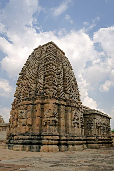 Pietra Intagliato Antico Tempio Virupaksha Con Intagli Intricati Pattadakal Karnataka — Foto Stock