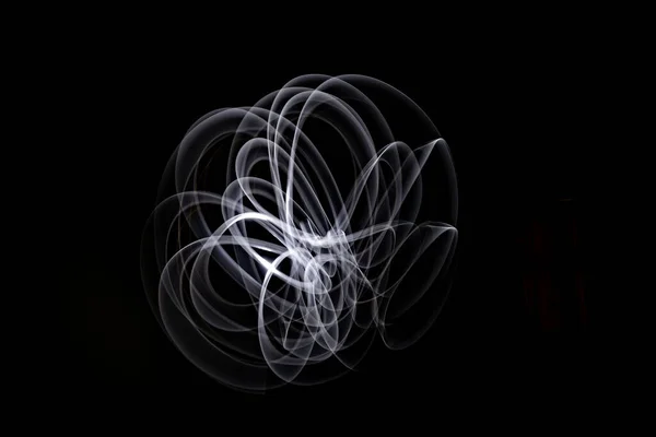 Unique Long Exposure White Led Light Painting Photograph Abstract Pattern — Stock Photo, Image