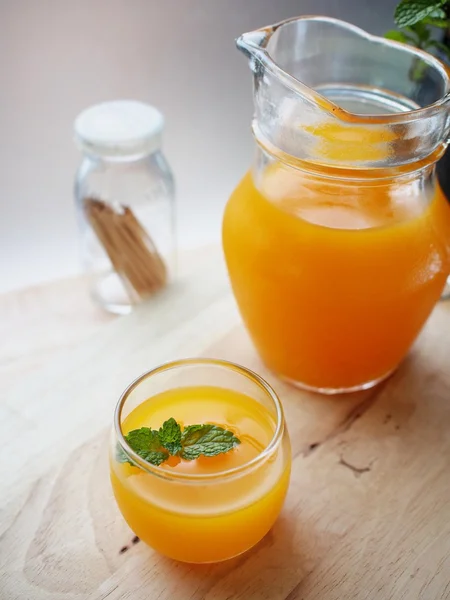 Orange juice with breakfast set — Stock Photo, Image