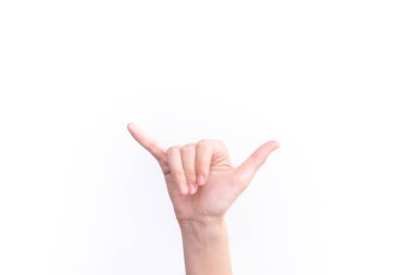 Beyaz arka planda bir insan eli var. 