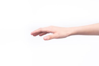 Beyaz arka planda bir el. 