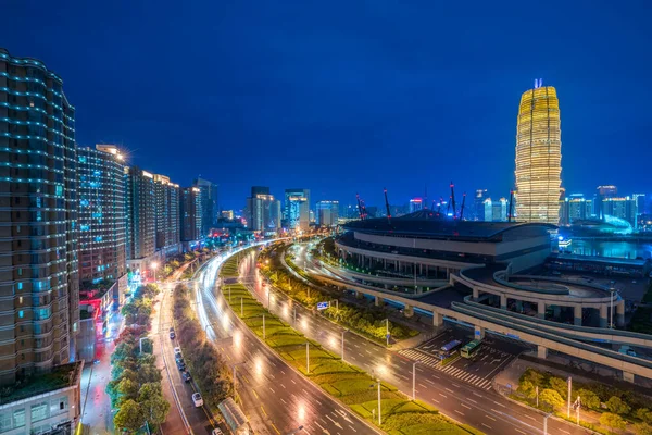 Zhengzhou Cidade China Noite — Fotografia de Stock