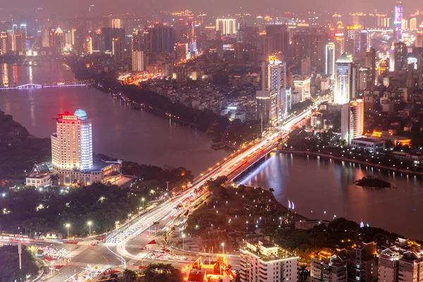 Bustling City Night View Nanning Guangxi Province China — Stock Photo, Image