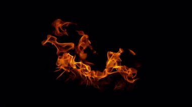 Ateş Alevlerinin Süper Yavaş Çekimi Kara Arkaplan 'da izole edildi. Yüksek Hız Sinema Kamerası, 4K.