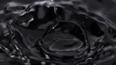 Dönen Karanlık Sıvının Süper Yavaş Çekimi. Dairesel Şekilde, 1000fps 'te. Yüksek Hız Sinema Kamerası, 4K.