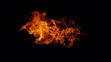 En İyi Çekimden Süper Yavaş Ateş Çekimi, Kara Arkaplan 'da izole edildi. Yüksek Hız Sinema Kamerası, 4K.