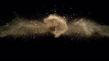 Süper Yavaş Toprak ve Toz Hareketi Siyahlar 'da birbirleri ile çarpışıyor. Yüksek Hız Sinema Kamerası, 4k.