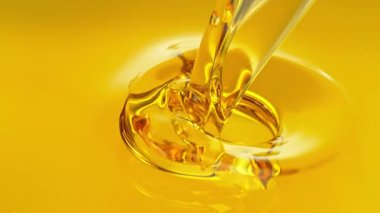 Altın Yağ Sıvısı 'nın 1600 metrede Süper Yavaş Çekimi. Yüksek Hız Sinema Kamerası, 4K.