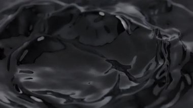 Dönen Karanlık Sıvının Süper Yavaş Çekimi. Dairesel Şekilde, 1000fps 'te. Yüksek Hız Sinema Kamerası, 4K.