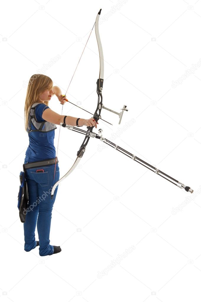 Girl shooting a bow an arrow